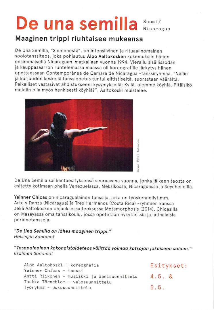 Bailar&iacute;n nicarag&uuml;ense se destaca en Teatro Alejandro de Helsinki